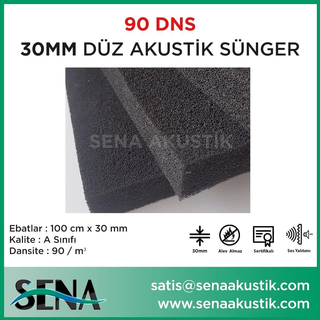 30 mm Düz Akustik Yanmaz Sünger 90 dansite m2 Fiyatları