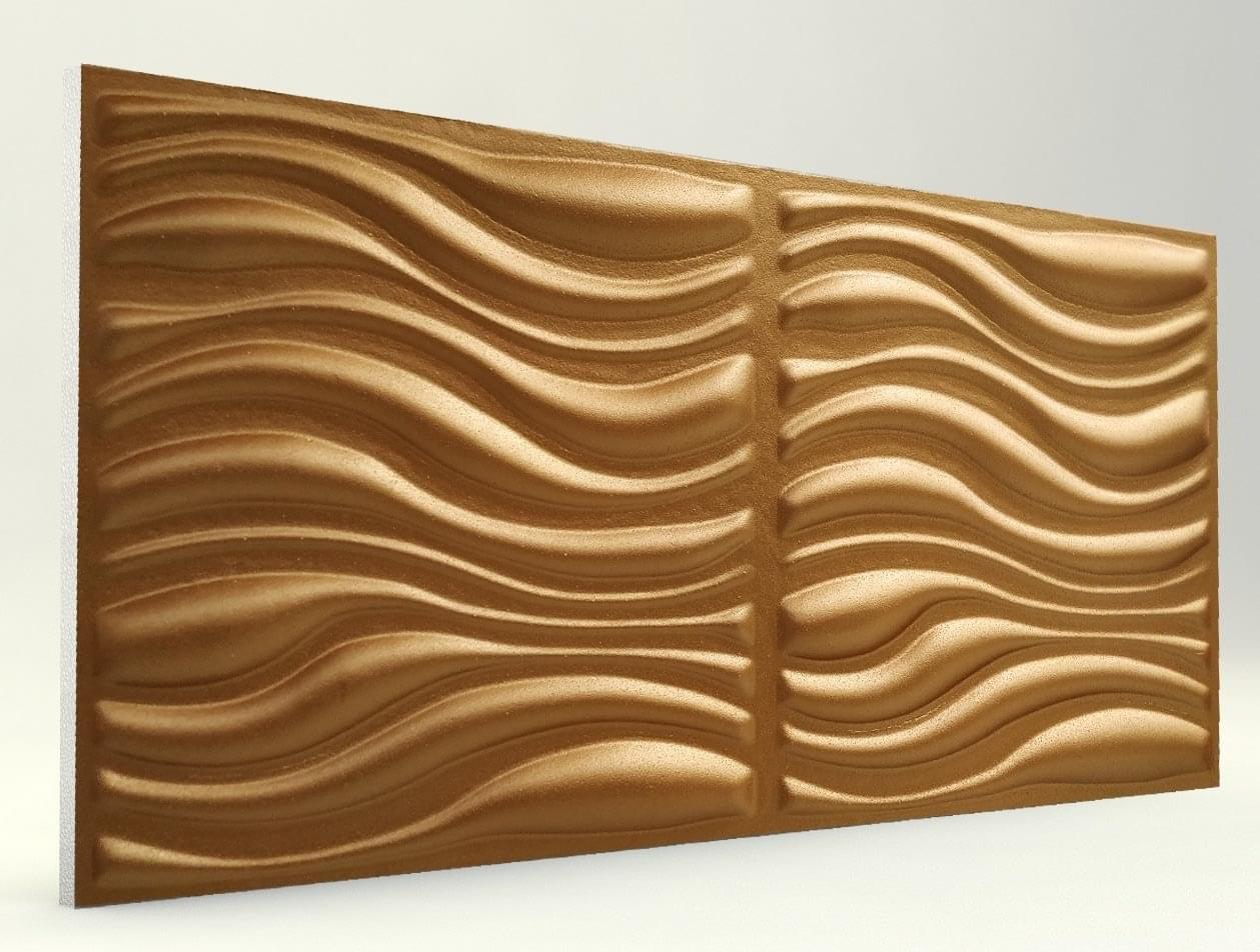 3D Strafor Duvar Panelleri Dalga Desenli BAKIR Modeli