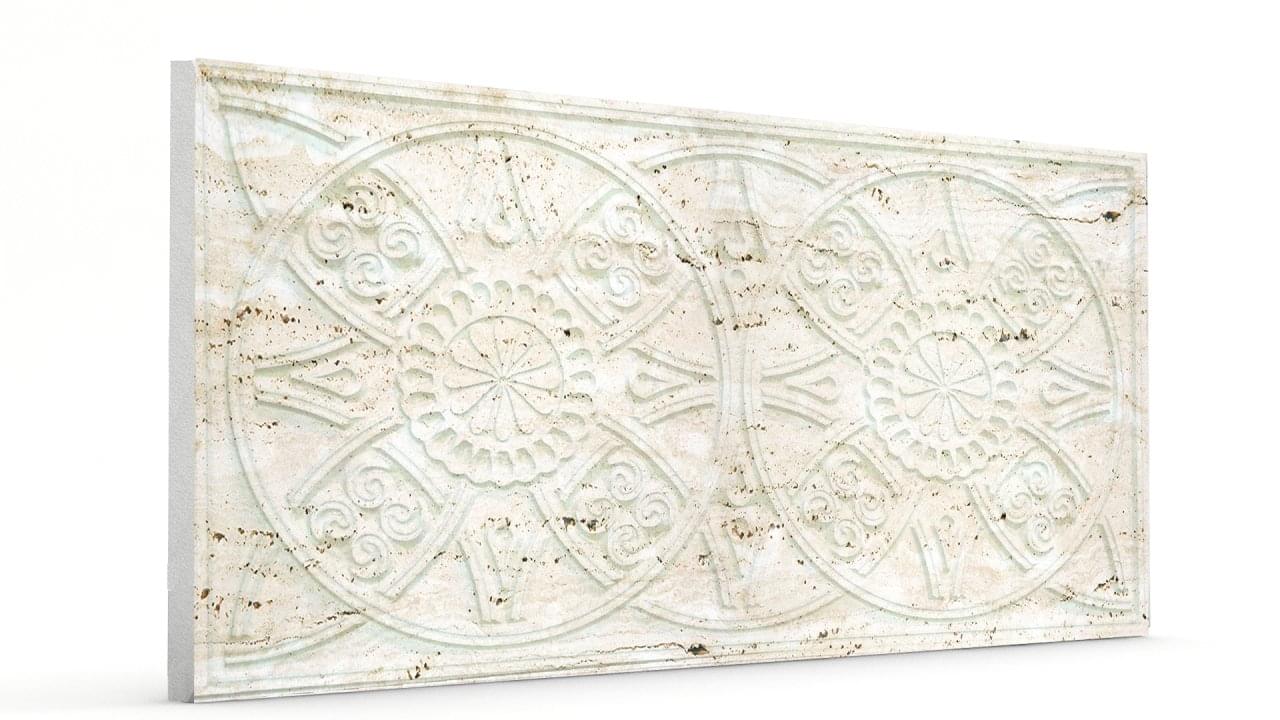 Osmanlı Güneş Desen Oymalı Strafor Duvar Paneli Kirli Beyaz Modeli