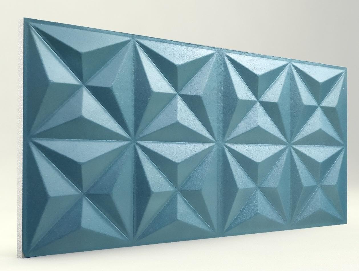 Piramit Desenli 3D Strafor Duvar Panelleri Turkuaz Modeli